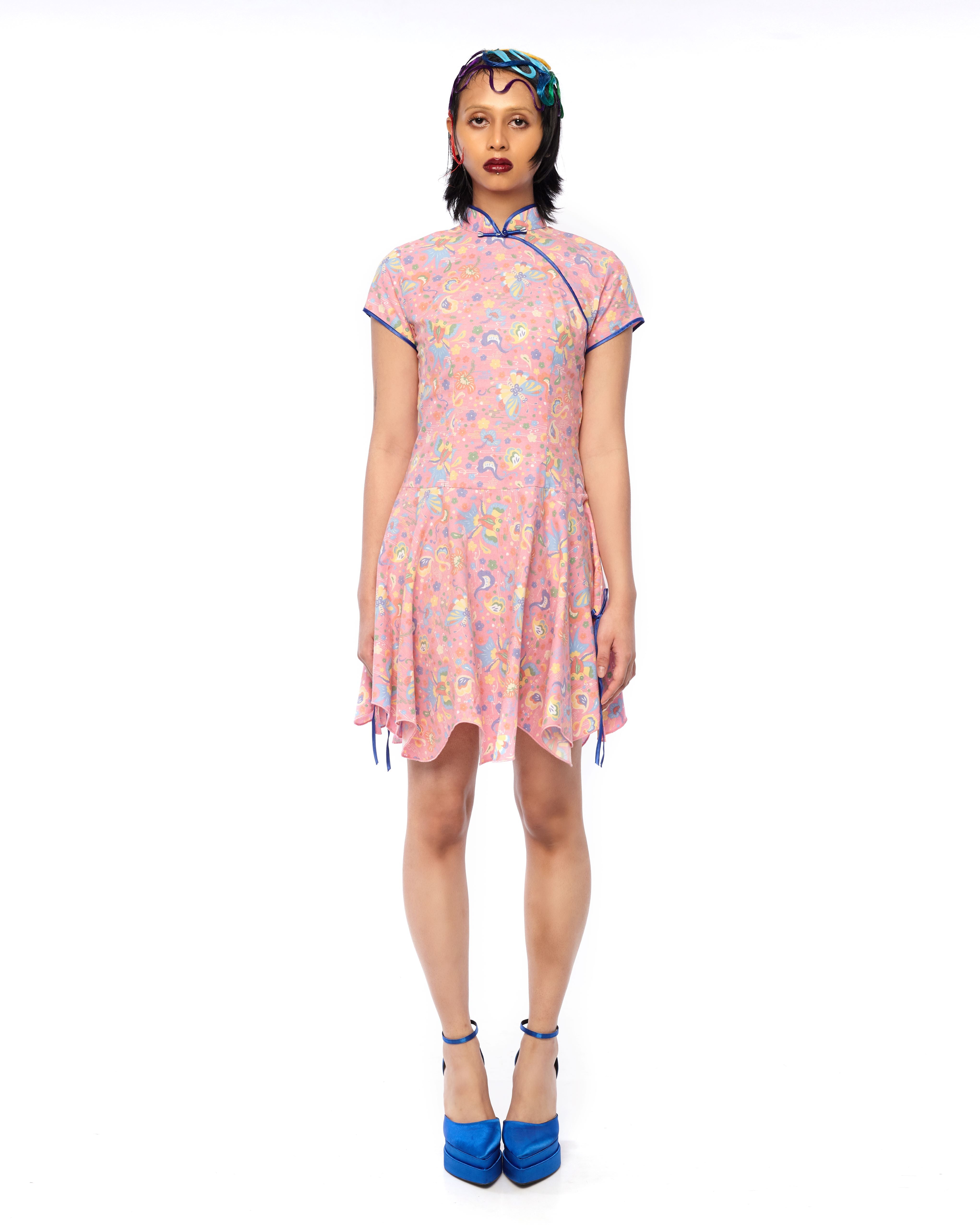 Mandarin Collar Bell Sleeve Metal Detail Knit Dress main image 1
