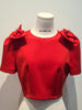 CROPPED TOP WITH RIBBONS ON SHOULDER - RED