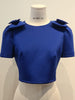 CROPPED TOP WITH RIBBONS ON SHOULDER - BLUE