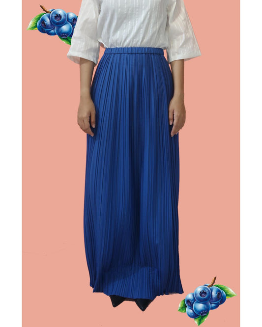 PLEATY PLEASE SKIRT  WITH  COLOURFUL TOP - ROYAL BLUE