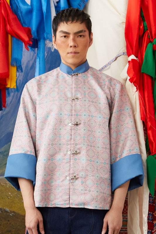 MANDARIN COLLAR JACKET - DUSTY PINK