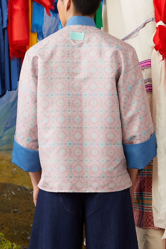 MANDARIN COLLAR JACKET - DUSTY PINK