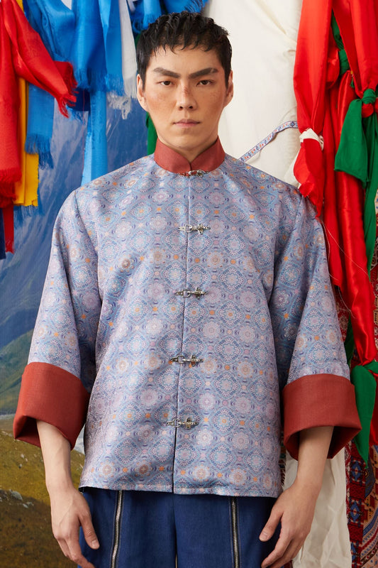 MANDARIN COLLAR JACKET - PURPLE