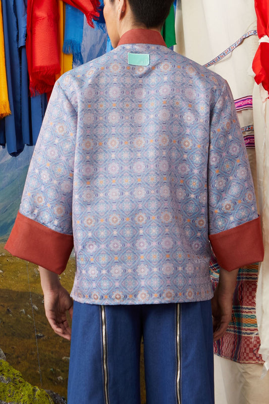 MANDARIN COLLAR JACKET - PURPLE