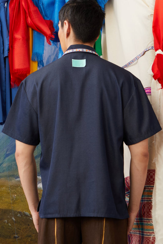 HAWAIIAN COLLAR SHIRT - DARK DENIM