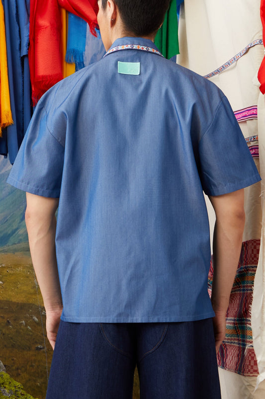 HAWAIIAN COLLAR SHIRT - LIGHT DENIM