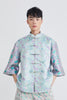 MANDARIN COLLAR JACKET WITH POCKET - GOLDFISH - TEAL