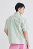 HAWAIIAN COLLAR SHIRT - STRIPED - LIGHT GREEN