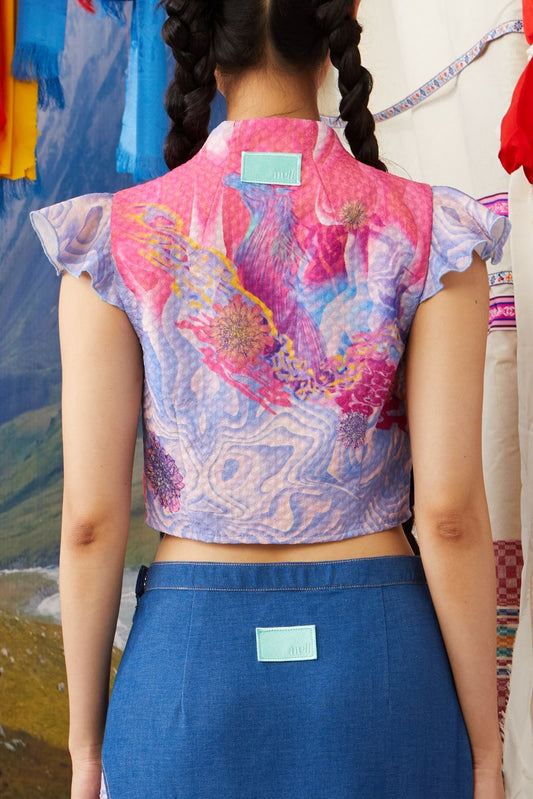 RISE NECKLINE CROP TOP - MELLGOLIAN PINK