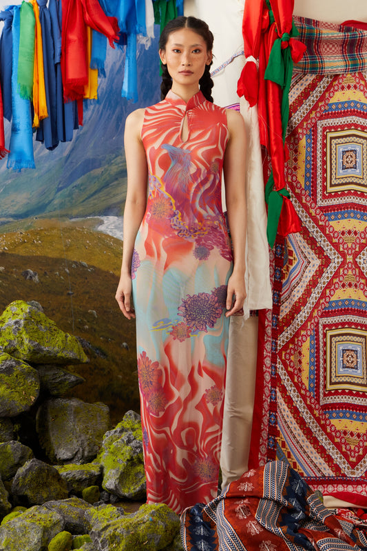 MESH CHEONGSAM - MELLGOLIAN RED