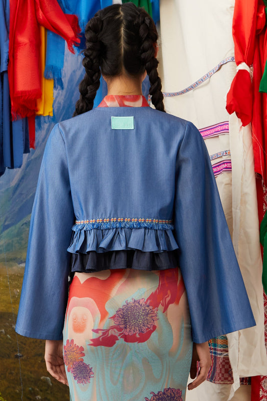 RUFFLE JACKET - DENIM