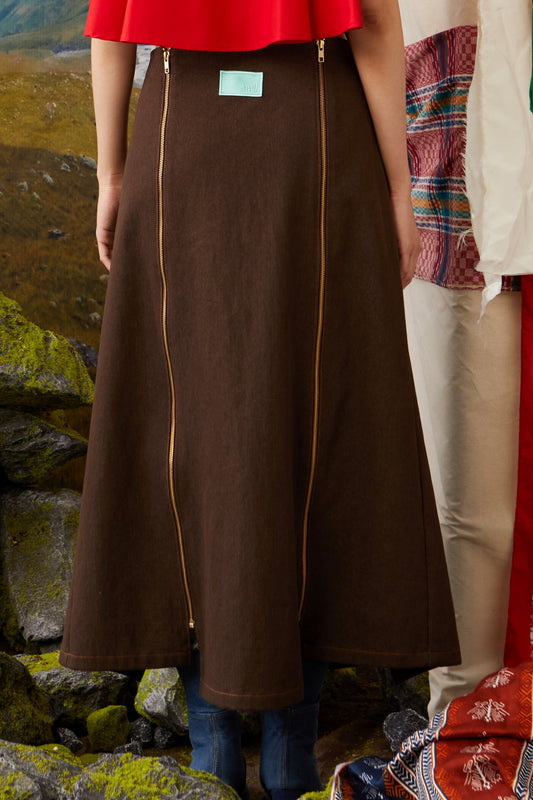 TRANSFORMABLE SKIRT PANTS - BROWN DENIM