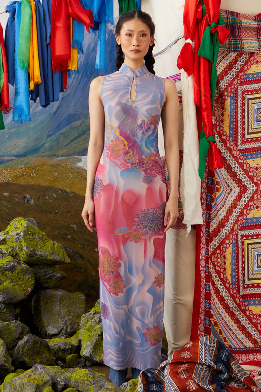 MESH CHEONGSAM - MELLGOLIAN PINK