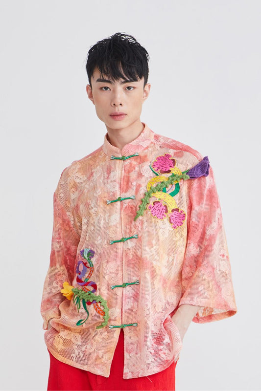 MANDARIN COLLAR JACKET - TIE DYE - MULTI