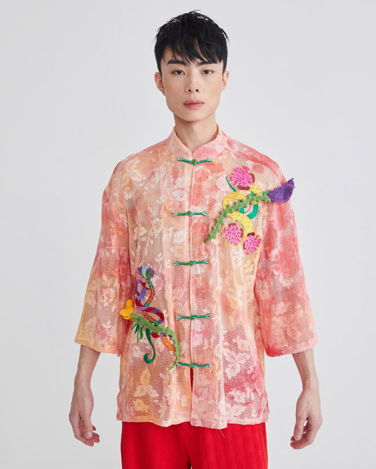 MANDARIN COLLAR JACKET - TIE DYE - MULTI