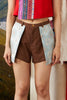 DENIM SHORTS - BROWN DENIM