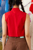 MANDARIN COLLAR VEST - RED