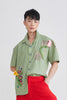 HAWAIIAN COLLAR SHIRT - GREEN CHECKERED - APPLE GREEN