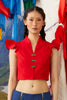 RISE NECKLINE CROP TOP - RED