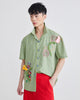 HAWAIIAN COLLAR SHIRT - GREEN CHECKERED - APPLE GREEN