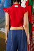 RISE NECKLINE CROP TOP - RED