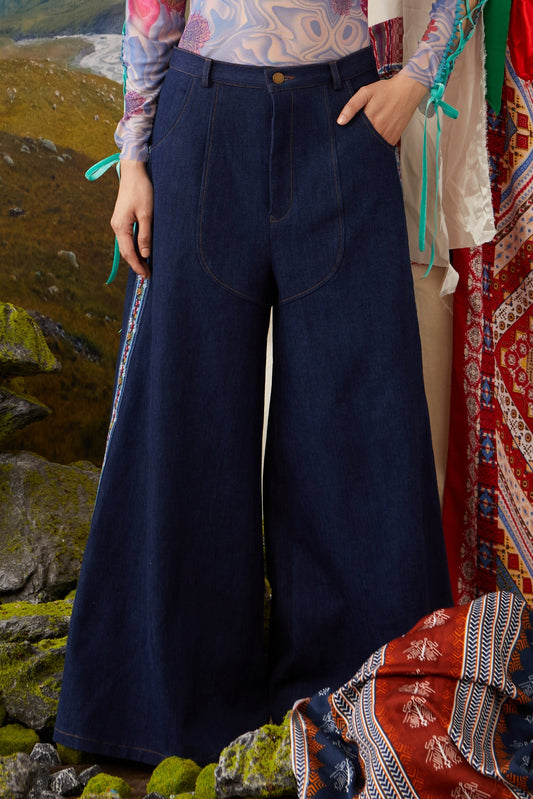 DENIM PALAZZO - BLUE TRIMMINGS