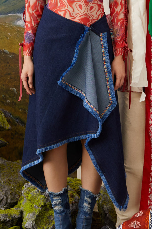 HANDKERCHIEF SKIRT - DARK DENIM