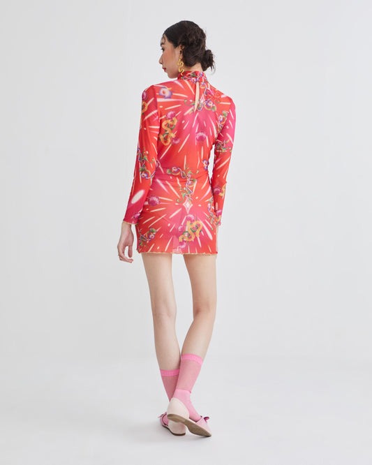 PRINTED MINI DRESS - RED FLORAL - PRINT