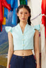 RISE NECKLINE CROP TOP - TEAL