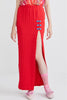 SLIT SKIRT - RED KNIT - RED