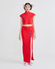 CROP CHEONGSAM TOP - RED KNIT - RED