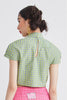 MANDARIN CROP TOP - GREEN CHECKERED - APPLE GREEN