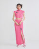 CROP CHEONGSAM TOP - PINK KNIT - FUCHSIA