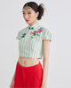 MANDARIN CROP TOP - GREEN STRIPED - LIGHT GREEN