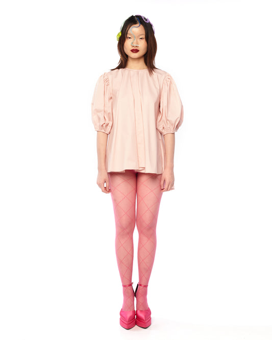 A - LINE TOP WITH PUFFY SLEEVES - PEACH