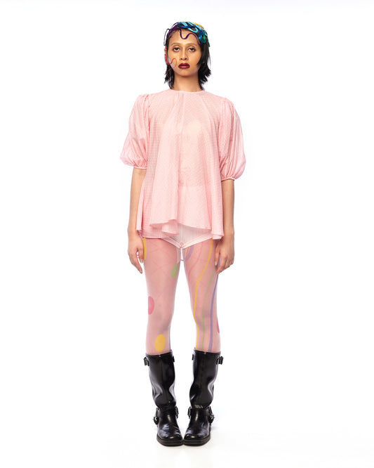 A - LINE TOP WITH PUFFY SLEEVES - PINK