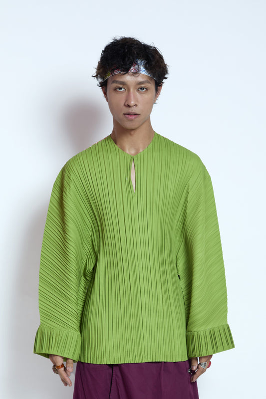 RAMY PLEATED TOP - GREEN