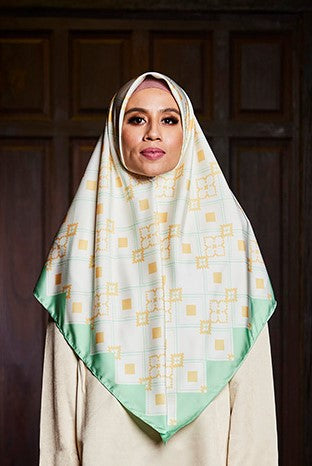 DIAMOND CHECKERED SCARF - LIGHT GREEN